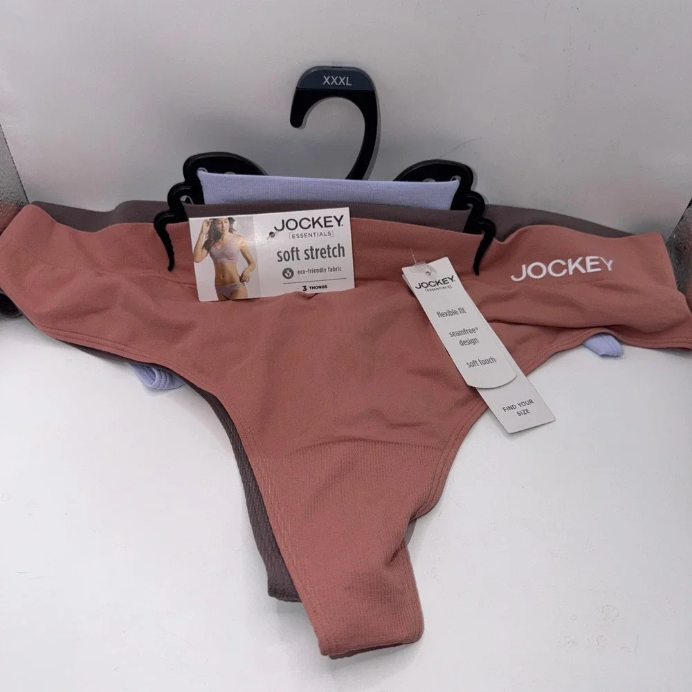 Jockey XXXL 3 Pack Soft Stretch Seamfree Thong Underwear Plus Comfort Basics